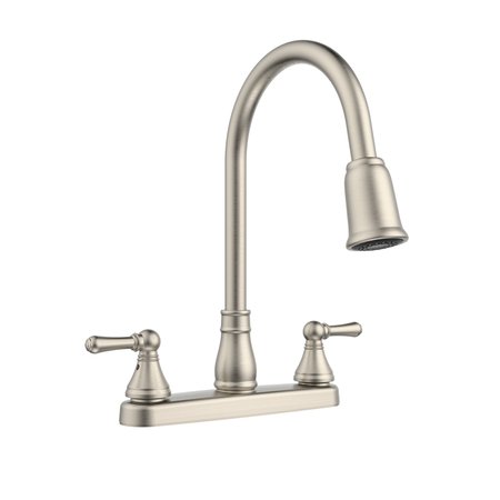 KEENEY MFG Belanger Two-Handle Pull-Down Kitchen Faucet, Brushed Nickel EBE78WBN2